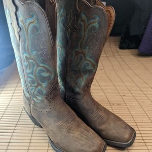 Justin Boots Womens "Stampede" Collection 12" Brown Western Boots L2552 Size 7 B